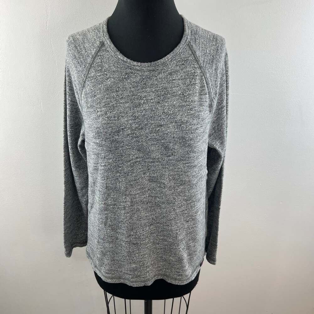 FAHERTY Crewneck Long Sleeve Top Gray Cotton Raglan Sleeve Pullover Size M - Picture 2 of 9